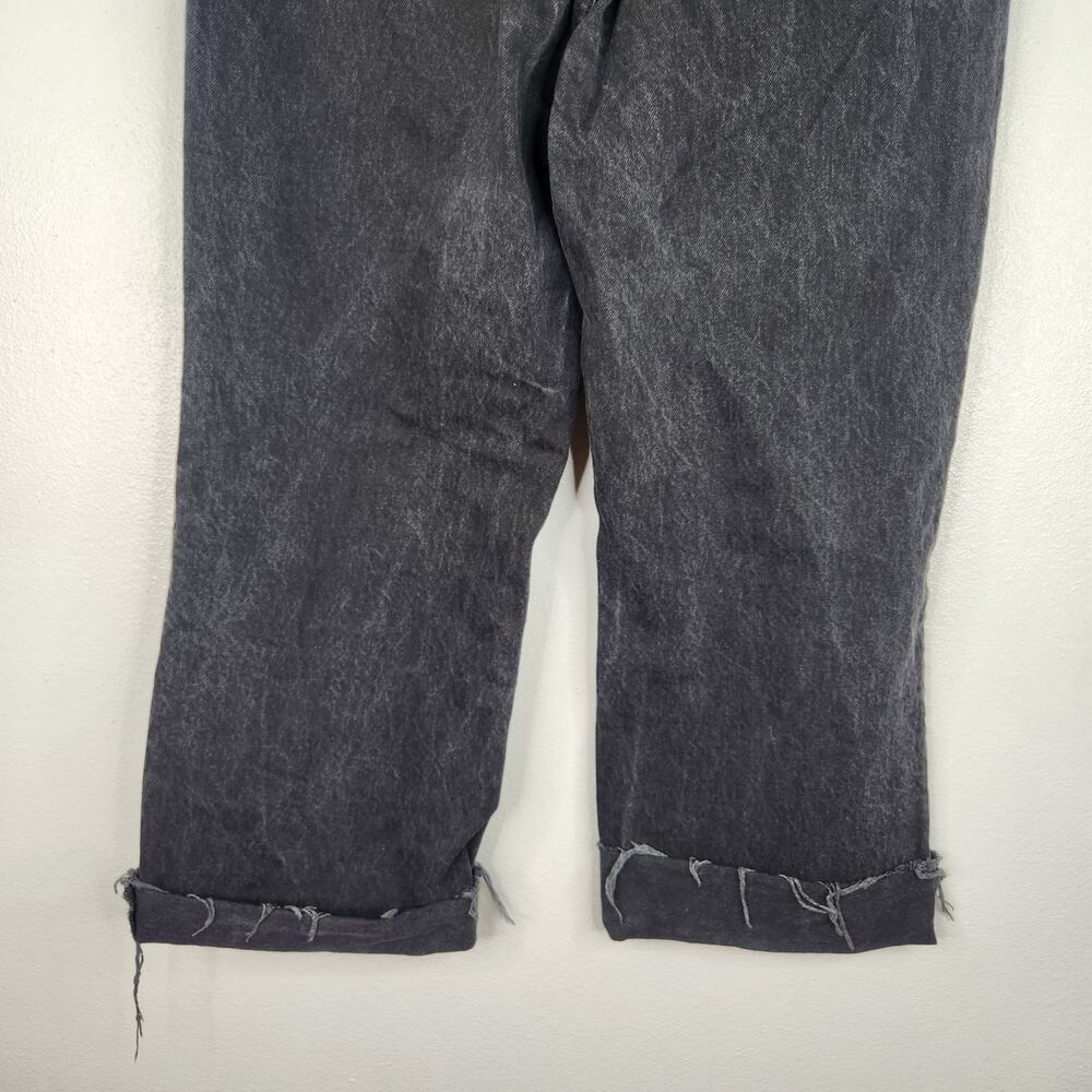 Zara Black Denim Wide Leg Open Knee Cropped Jeans Women's 12 Streetwear Academia - Picture 4 of 12